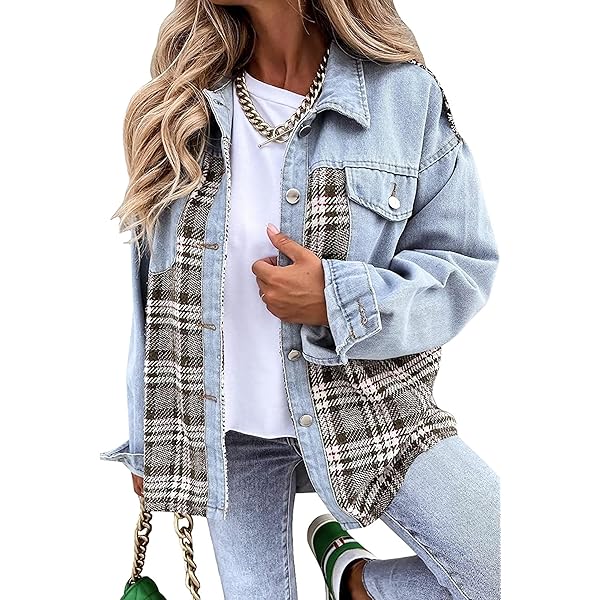 PEHMEA Women's Denim Jacket Rainbow Extra-Long Sweater